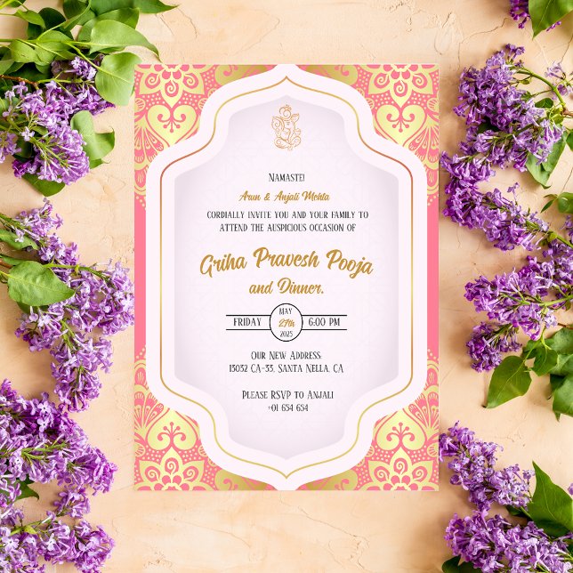 Invitación La casa hindú que calienta a Griha Pravesh (Subido por el creador)