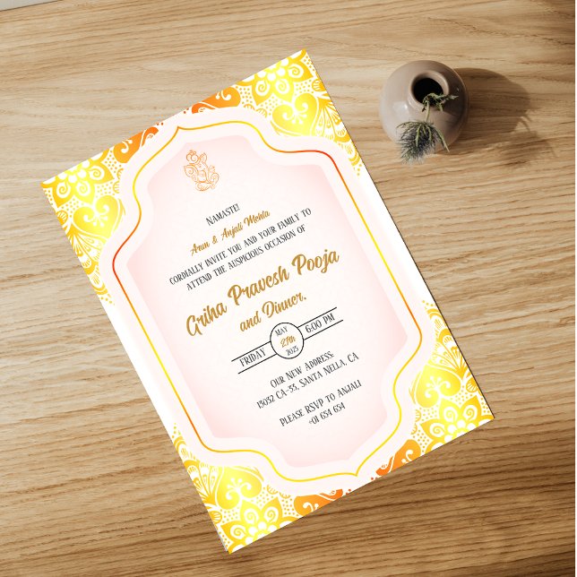 Invitación La casa hindú que calienta a Griha Pravesh (Subido por el creador)