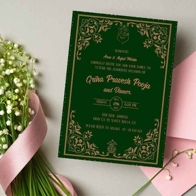 Invitación La casa hindú que calienta a Griha Pravesh (Subido por el creador)