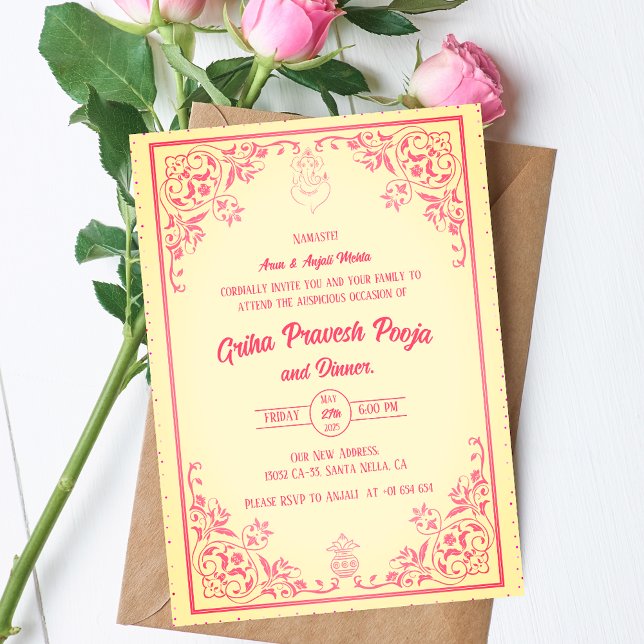 Invitación La casa hindú que calienta a Griha Pravesh (Subido por el creador)