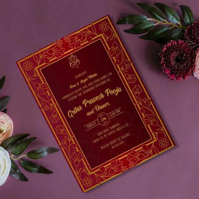 Invitación La casa hindú que calienta a Griha Pravesh (Subido por el creador)