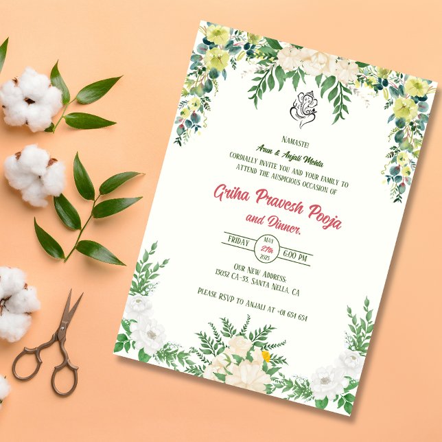Invitación La casa hindú que calienta a Griha Pravesh (Subido por el creador)