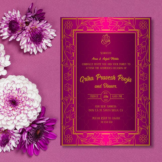 Invitación La casa hindú que calienta a Griha Pravesh (Subido por el creador)