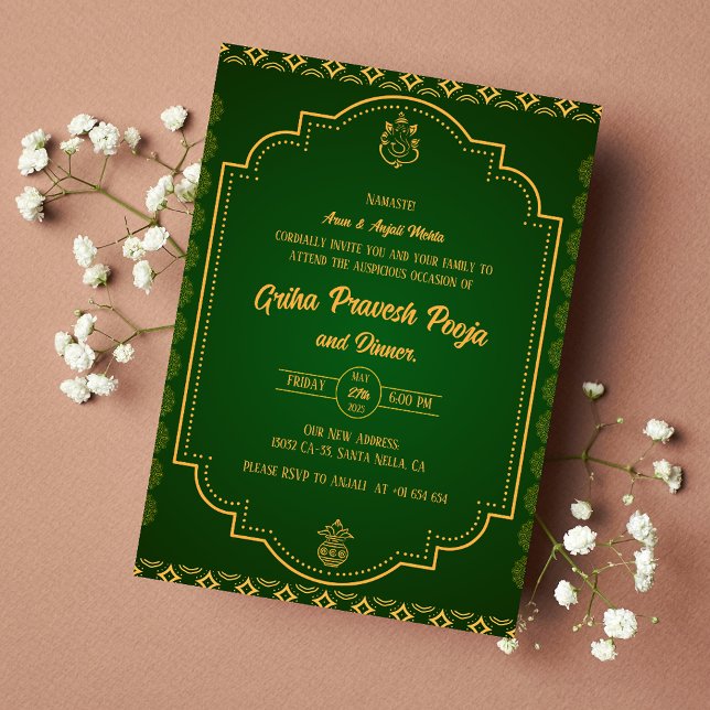 Invitación La casa hindú que calienta a Griha Pravesh (Subido por el creador)