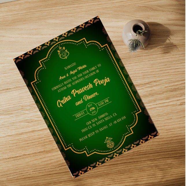Invitación La casa hindú que calienta a Griha Pravesh (Subido por el creador)