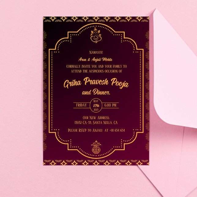 Invitación La casa hindú que calienta a Griha Pravesh (Subido por el creador)