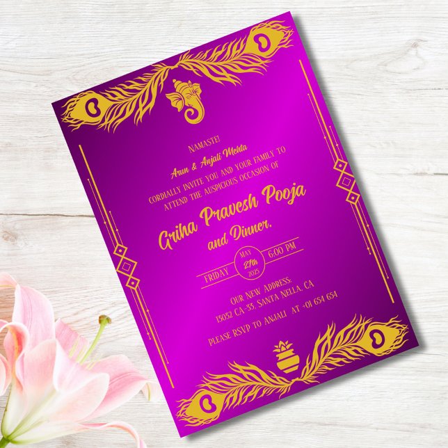 Invitación La casa hindú que calienta a Griha Pravesh (Subido por el creador)