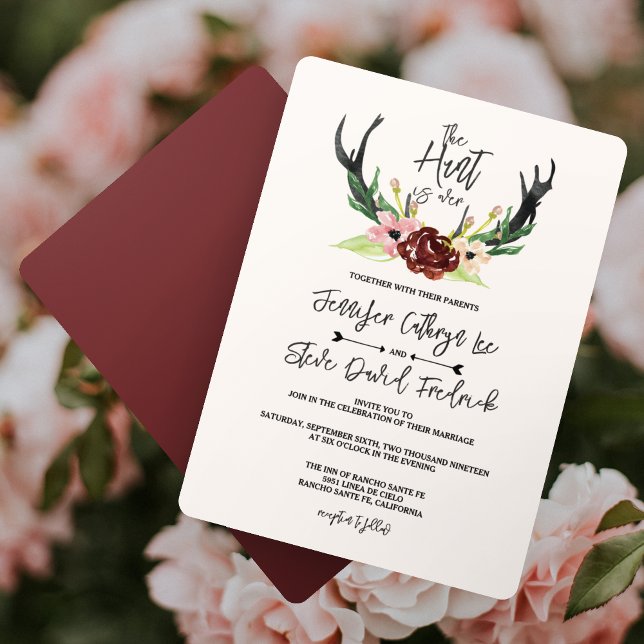 Invitación La caza del Boho floral de acuarela rusa terminó c (Subido por el creador)