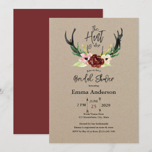 Invitación La caza del boho floral de Borgoña terminó con la 