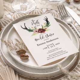 Invitación La caza del boho floral de Borgoña terminó con la