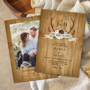 Invitación La caza ha acabado con la foto de un Boda de los A