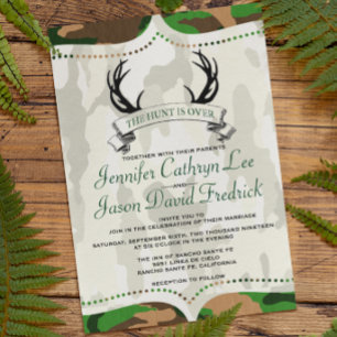 Invitación "La caza ha terminado" Boda de camuflaje ruso