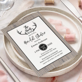 Invitación "La caza ha terminado" Boda ruso de Antler Barnwoo