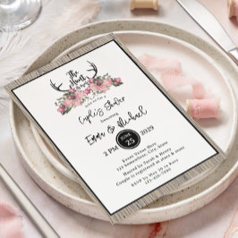 Invitación La caza rústica de madera de pino floral terminó c