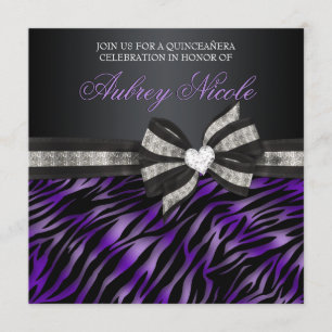 Invitación La cebra elegante Quinceañera invita con el arco