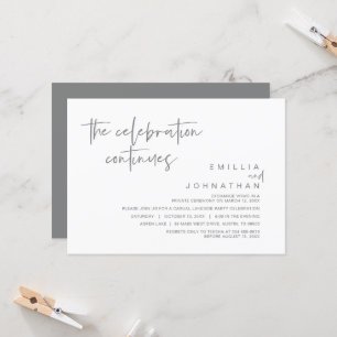 Invitación La celebración continúa, Fiesta de Boda Fugaz