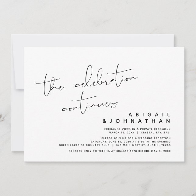 Invitación La Celebración Continúa, Huida de Boda (Anverso)