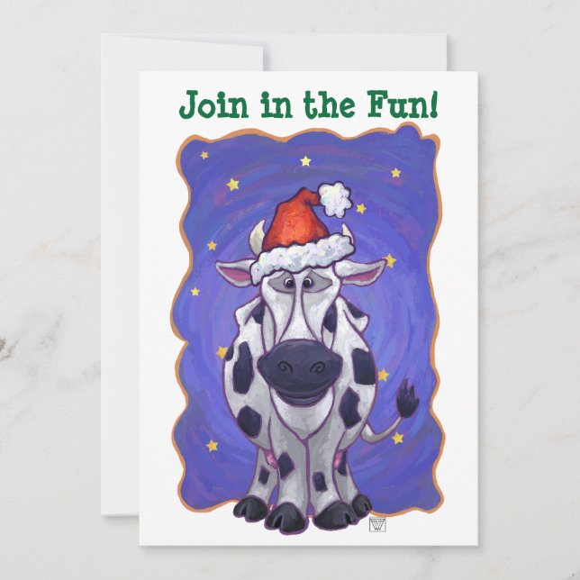 Invitación La celebración de días festivos linda de la vaca (Anverso)