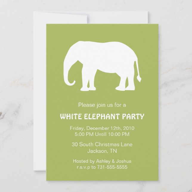 Invitación La celebración de días festivos verde del elefante (Anverso)