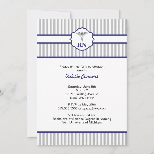 Invitación La celebración de la graduación de la enfermera de (Anverso)