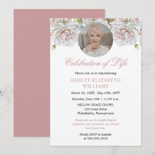 Invitación La celebración de la vida con flores de rosas páli