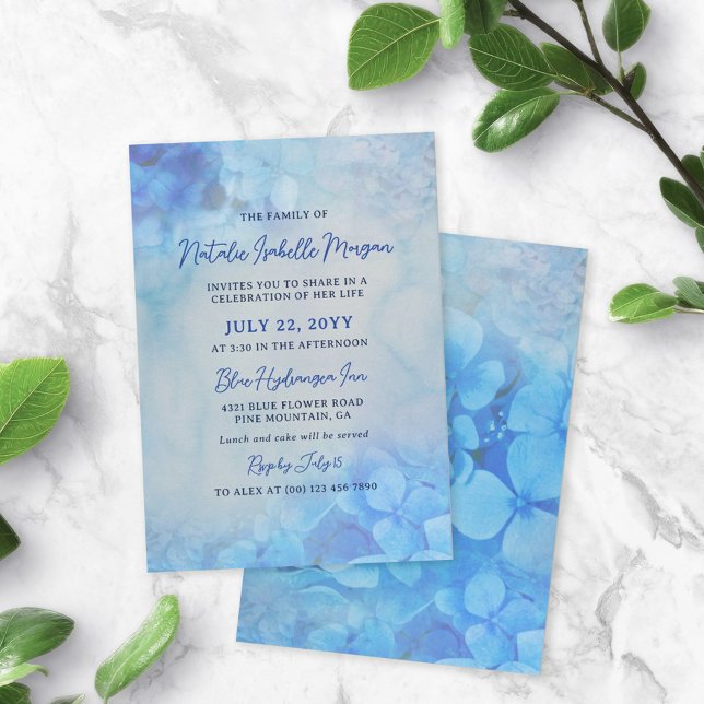 Invitación La celebración de la vida de las hidráneas azules (Subido por el creador)