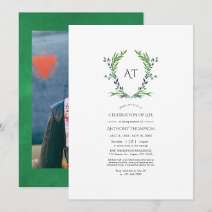 Invitación La celebración de la vida del Escudo de Greenery L