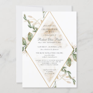 Invitación La celebración de la vida en el funeral de la vege