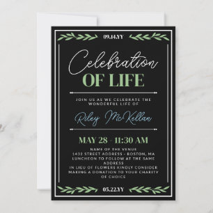 Invitación La celebración de la vida en el guión azul verde
