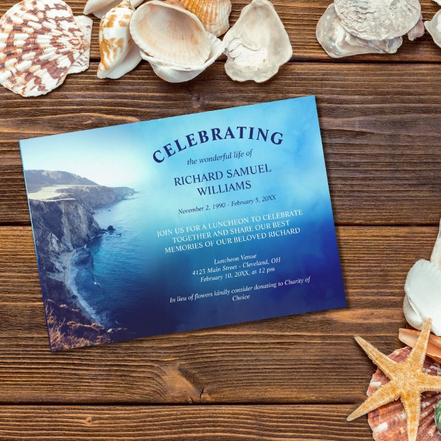 Invitación La celebración de la vida en la playa de las monta (Subido por el creador)