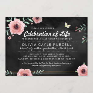 Invitación La celebración de la vida invita a rosa y a floral