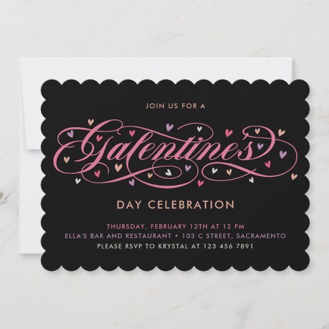 Invitación La celebración del Día de Galentine (Anverso)