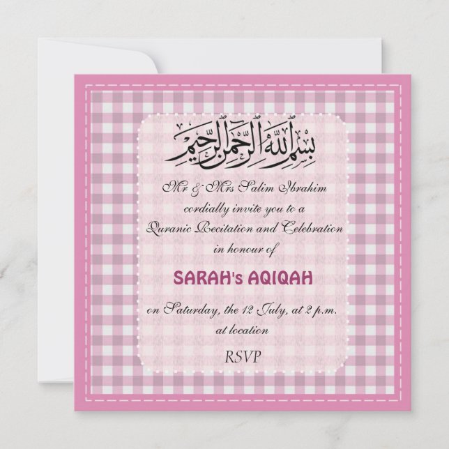 Invitación La celebración musulmán de Aqiqah de la niña (Anverso)