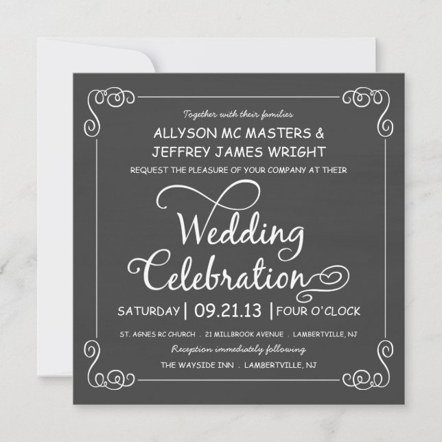 Invitación La celebración rústica de la boda de la pizarra (Anverso)