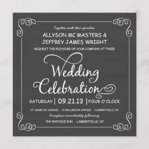 Invitación La celebración rústica de la boda de la pizarra