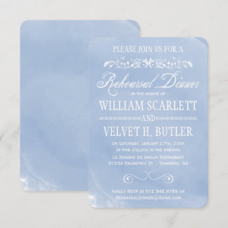 Invitación La cena azul en colores pastel del ensayo de la