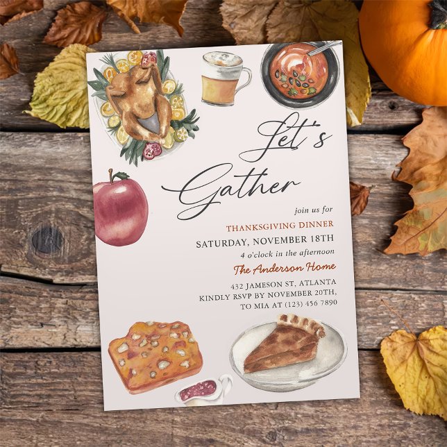 Invitación La cena de Acción de Gracias de Rustic Fall Turkey (Subido por el creador)