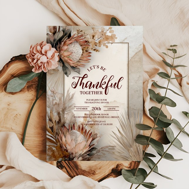 Invitación La cena de Acción de Gracias de Rustic Protea flor (Subido por el creador)