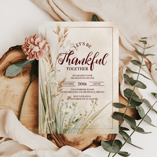 Invitación La cena de Acción de Gracias Rustic Dried Meadow (Subido por el creador)