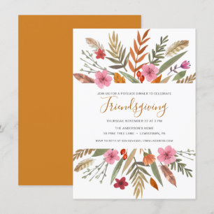 INVITACIÓN LA CENA DE FRIENDSGIVING INVITA A FOLLAJE DE LA