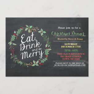 Invitación La cena de navidad come la bebida y sea feliz