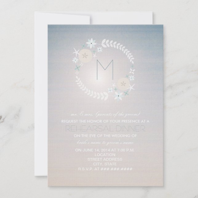Invitación La cena del ensayo de la boda del monograma del (Anverso)