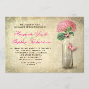 Invitación la cena del ensayo de la botella de vino del