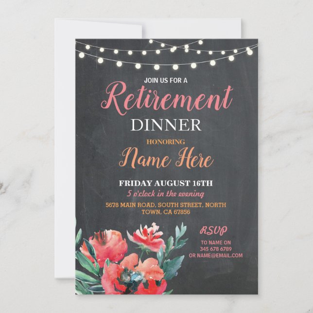 Invitación La cena del retiro invita a las mujeres del fiesta (Anverso)