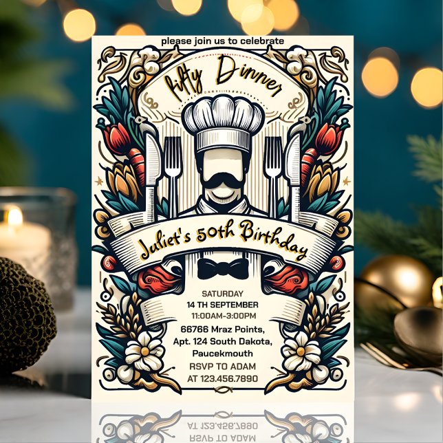 Invitación La cena elegante para adultos de tu hombre de 50 a (Subido por el creador)