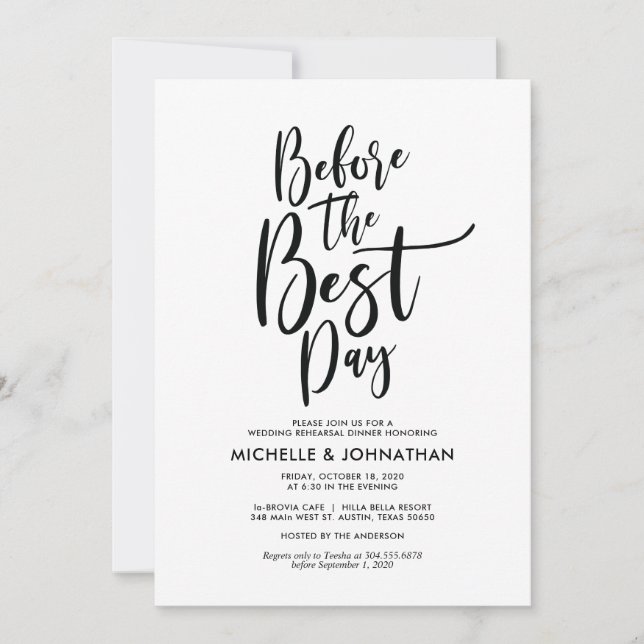 Invitación La cena elegante perfecta del ensayo de la boda (Anverso)