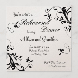 Invitación La cena floral blanca negra del ensayo de los