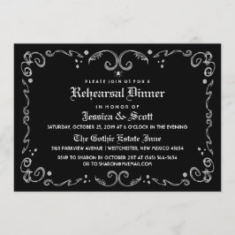Invitación La cena gótica blanca negra del ensayo de la