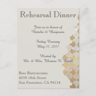 Invitación La cena romántica rústica del ensayo de la boda el