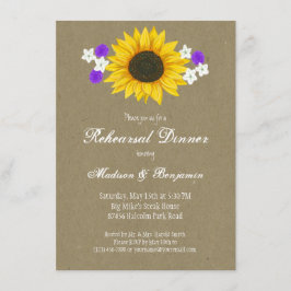 Invitación La cena rústica del ensayo de Kraft del girasol